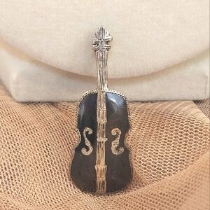 Sterling Silver Enamel Cello Brooch Made In Siam